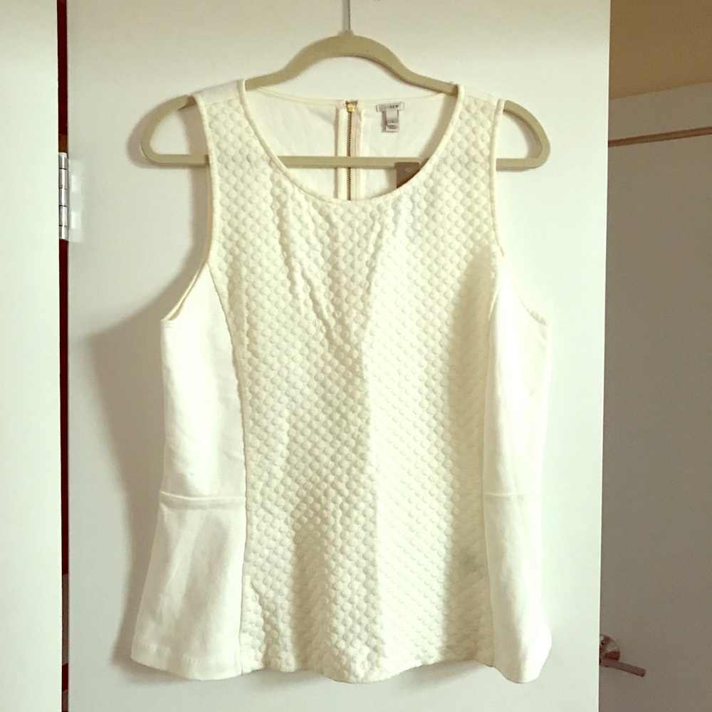J. Crew Ivory Peplum Tank
